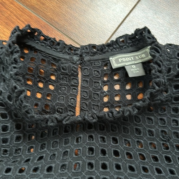 J. crew Point Sur Women’s Lace Overlay Mock Neck Long Sleeve Black Top Size 0 - Picture 3 of 6